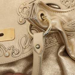 Moschino Gold Leather Padlock Satchel
