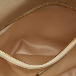 Moschino Cream Quilted Tweed Mirror Embellished Chain Shoulder Bag