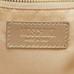 Moschino Cream Quilted Tweed Mirror Embellished Chain Shoulder Bag