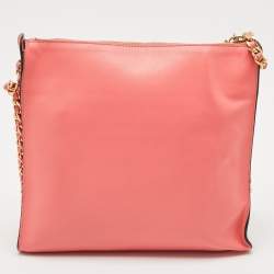Moschino Dark Pink Leather Multi Zip Shoulder Bag