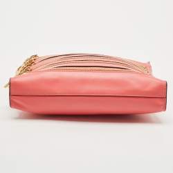 Moschino Dark Pink Leather Multi Zip Shoulder Bag