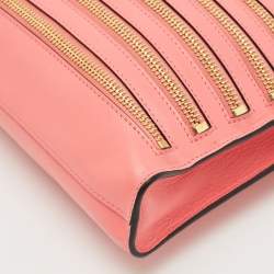 Moschino Dark Pink Leather Multi Zip Shoulder Bag
