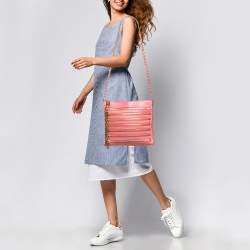 Moschino Dark Pink Leather Multi Zip Shoulder Bag