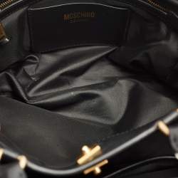 Moschino Black Leather Eyelet Pocket Tote