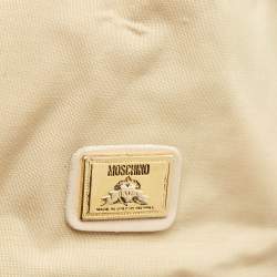 Moschino Beige Fabric Logo Long Handle Satchel