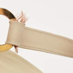 Moschino Beige Fabric Logo Long Handle Satchel