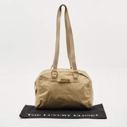 Moschino Beige Fabric Logo Long Handle Satchel