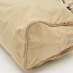 Moschino Beige Fabric Logo Long Handle Satchel