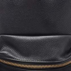 Pre Owned Moschino Black Leather Logo Backpack