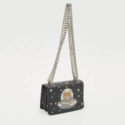 Pre Owned Moschino Black Leather Space Teddy Shoulder Bag