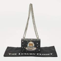 Pre Owned Moschino Black Leather Space Teddy Shoulder Bag