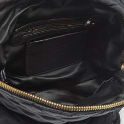 Pre Owned Moschino Black Quilted Nylon and Leather Studded Classic Logo Backpack