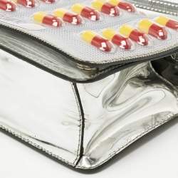 Pre Owned Moschino Silver Patent Leather and PVC Pill Pack Crossbody Bag
