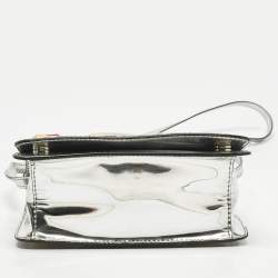 Pre Owned Moschino Silver Patent Leather and PVC Pill Pack Crossbody Bag