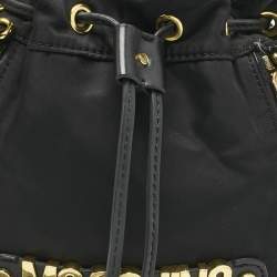 Pre Owned Moschino Black Nylon and Leather Classic Logo Bucket Bag