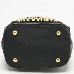 Pre Owned Moschino Black Nylon and Leather Classic Logo Bucket Bag