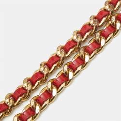 Pre Owned Moschino Red Patent Leather Mini Logo Shoulder Bag