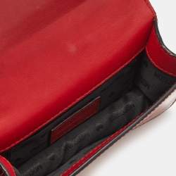 Pre Owned Moschino Red Patent Leather Mini Logo Shoulder Bag