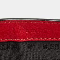 Pre Owned Moschino Red Patent Leather Mini Logo Shoulder Bag