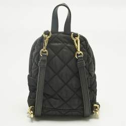 Pre Owned Moschino Black Quilted Nylon Mini Classic Logo Backpack