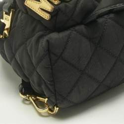 Pre Owned Moschino Black Quilted Nylon Mini Classic Logo Backpack