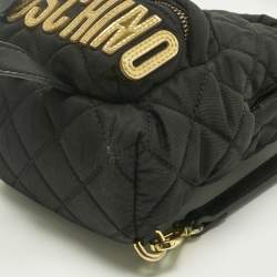 Pre Owned Moschino Black Quilted Nylon Mini Classic Logo Backpack