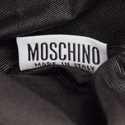 Pre Owned Moschino Black/Red Satin and Leather Tassel Floral Embroidered Shoulder Bag