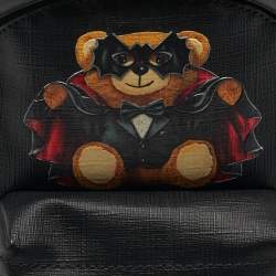 مملوكة مسبقًا Moschino Jeremy Scott Bat Teddy Bear Mini Black Coated Canvas Backpack