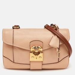 مملوكة مسبقًا Moschino Hidden Lock Beige/Brown Leather Shoulder Bag