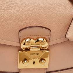 مملوكة مسبقًا Moschino Hidden Lock Beige/Brown Leather Shoulder Bag