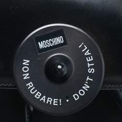 مملوكة مسبقًا Moschino Black Glossy Leather Flap Shoulder Bag