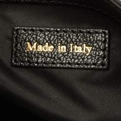 Pre Owned حقيبة كتف موسكينو شعار قلاب جلد أسود