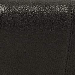 Pre Owned حقيبة كتف موسكينو شعار قلاب جلد أسود