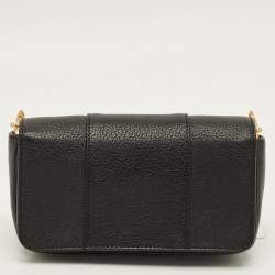 Pre Owned حقيبة كتف موسكينو شعار قلاب جلد أسود