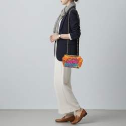 Pre Owned حقيبة كتف موسكينو مبطن قماش متعدد الألوان مزين بتاج الفيل