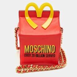 Pre Owned Moschino McDonald's Happy Meal Red/Yellow Leather Shoulder Bag