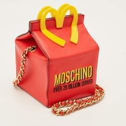 Pre Owned Moschino McDonald's Happy Meal Red/Yellow Leather Shoulder Bag