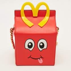 Pre Owned Moschino McDonald's Happy Meal Red/Yellow Leather Shoulder Bag