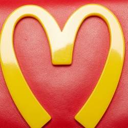 Pre Owned Moschino McDonald's Red/Yellow Leather Flap Crossbody Bag