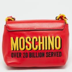 Pre Owned Moschino McDonald's Red/Yellow Leather Flap Crossbody Bag