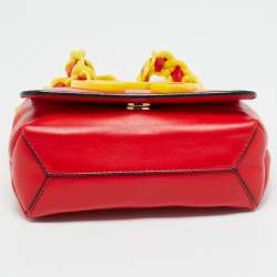 Pre Owned Moschino McDonald's Red/Yellow Leather Flap Crossbody Bag