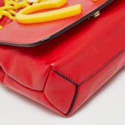 Pre Owned Moschino McDonald's Red/Yellow Leather Flap Crossbody Bag