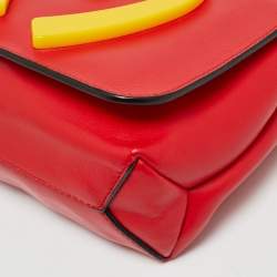 Pre Owned Moschino McDonald's Red/Yellow Leather Flap Crossbody Bag