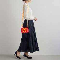 Pre Owned Moschino McDonald's Red/Yellow Leather Flap Crossbody Bag