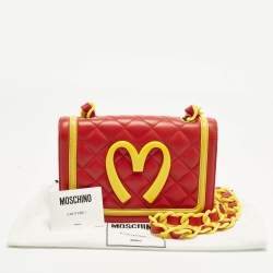 مملوكة مسبقًا Moschino McDonald's Red/Yellow Quilted Leather Flap Shoulder Bag