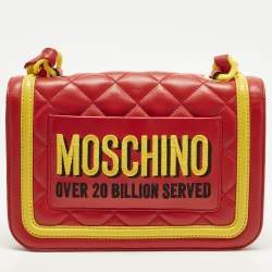 مملوكة مسبقًا Moschino McDonald's Red/Yellow Quilted Leather Flap Shoulder Bag