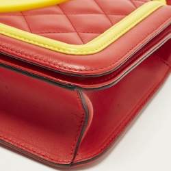 مملوكة مسبقًا Moschino McDonald's Red/Yellow Quilted Leather Flap Shoulder Bag