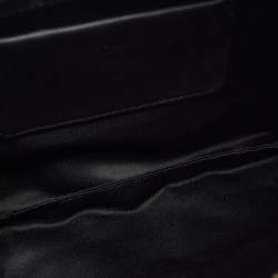 Pre Owned Moschino Logo Studded Black Quilted Leather Wristlet Pouch 