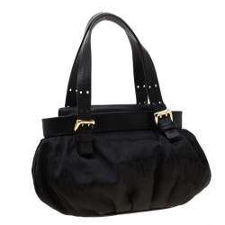 Pre Owned Moschino Black Signature Nylon and Leather Hobo