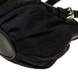 Pre Owned Moschino Black Signature Nylon and Leather Hobo